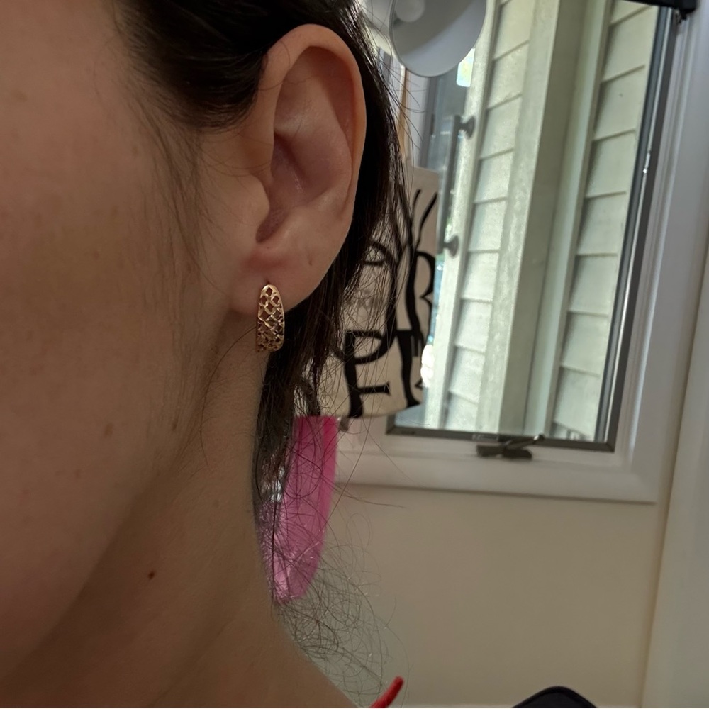 Chic 14k Gold Textured Earrings - Picture 11 of 12